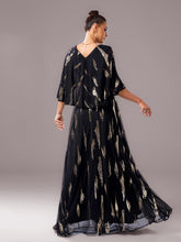V-neck Loose Cape Sleeve Prom Chiffon Dress